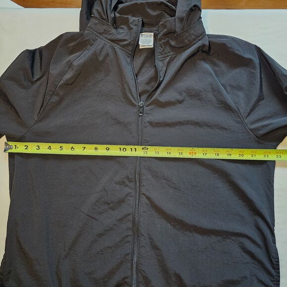 Pink Victoria's Secret Black Windbreaker Zip Up Jacket w Hood sz L/XL - Picture 3 of 6